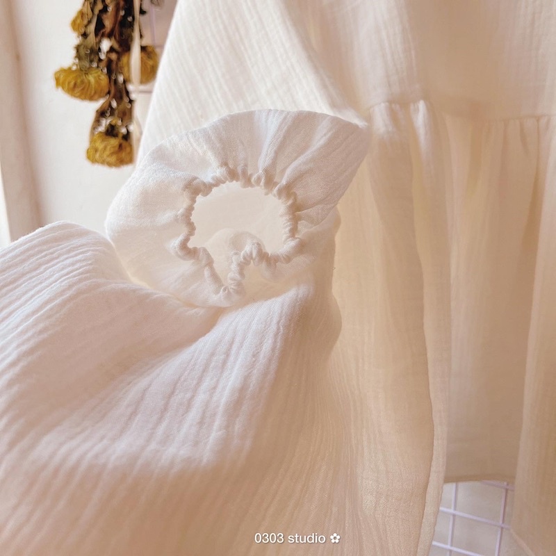 | 0303 studio | áo cổ tròn dài tay muslin - dòng Bông Mây