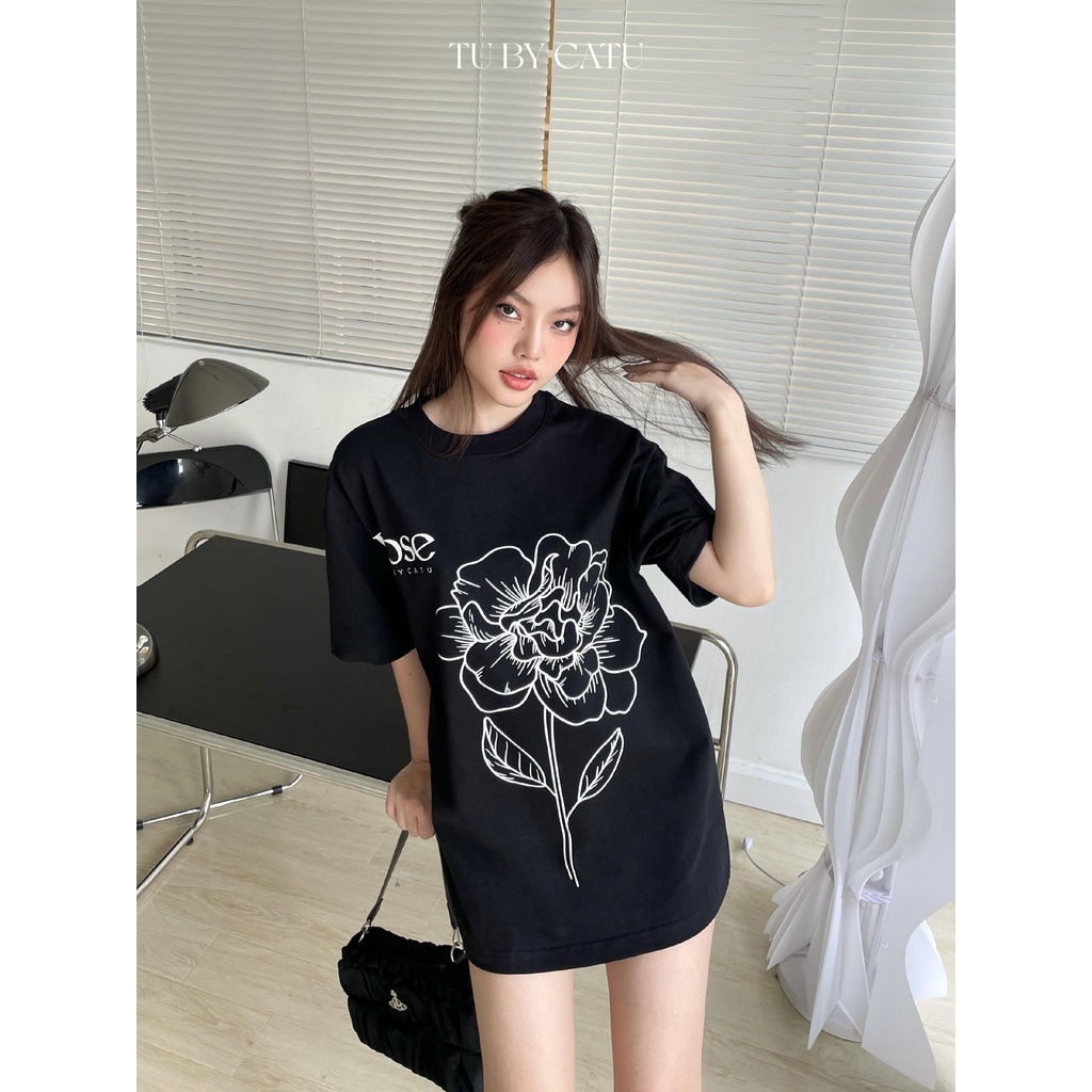 TUBYCATY | Áo thun rose tee đen