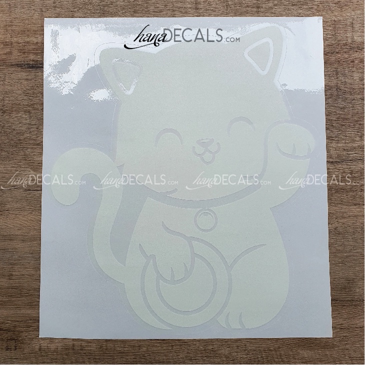 Decal Trang Trí Làm Đẹp Cửa Kính HanaDecals. Mèo May Mắn - Lucky Cat. Tặng kèm thẻ nhựa. Mẫu LC07