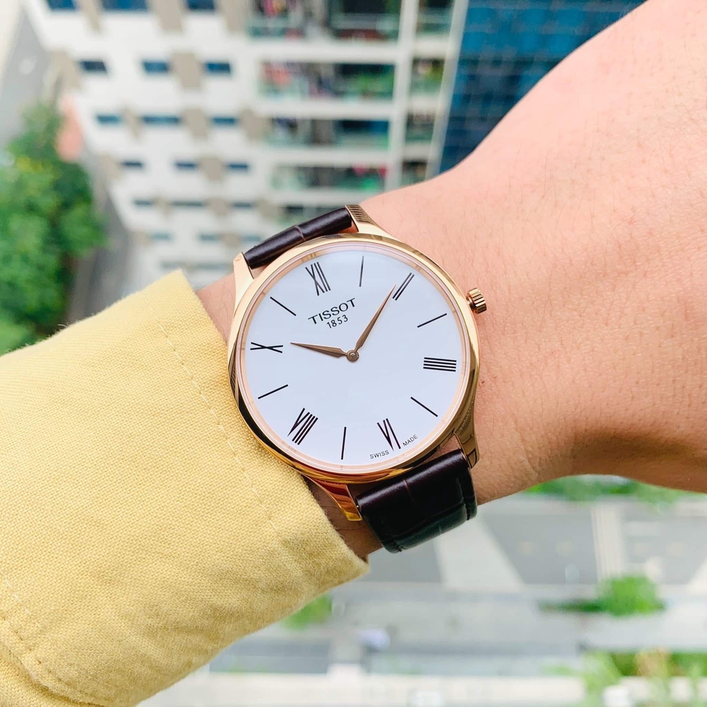 Đồng hồ nam chính hãng Tissot Tradition 5.5 Rose - T063.409.36.018.00 - Máy Quartz pin - Kính Sapphire - Dây da