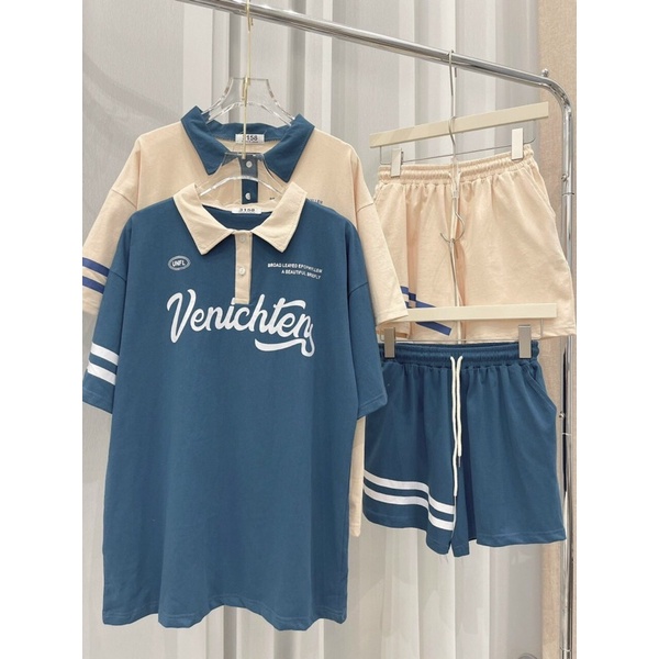 Set Bộ Áo Polo CORECURY Quần Short Nam Nữ  Chất Cotton Mịn Form Rộng Unisex Siêu Xinh( Hàng Sẵn)