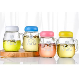Ly Thuỷ Tinh Có Quai Cầm Kiểu Dáng Penguin Nắp Màu 350 Ml