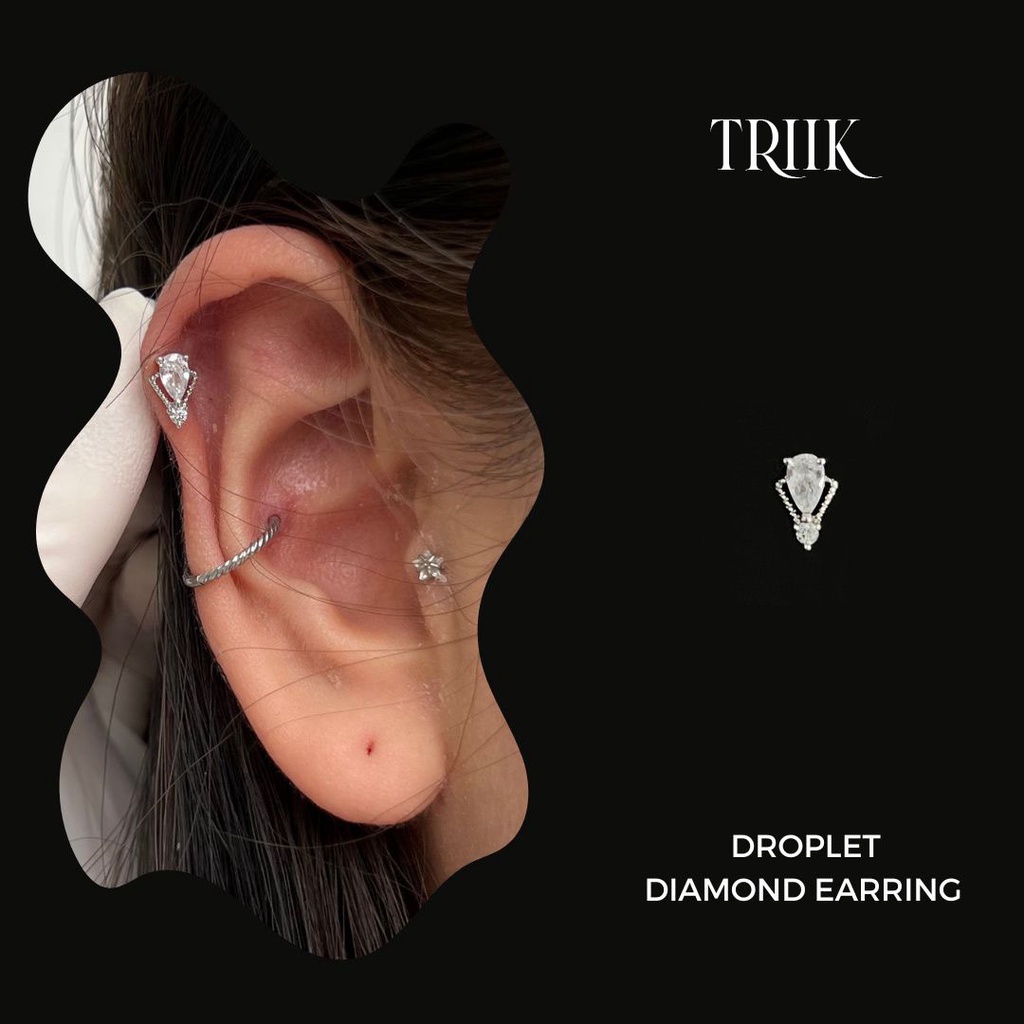 Khuyên tai đá - Droplet Diamond Earring ( giá 1 chiếc )