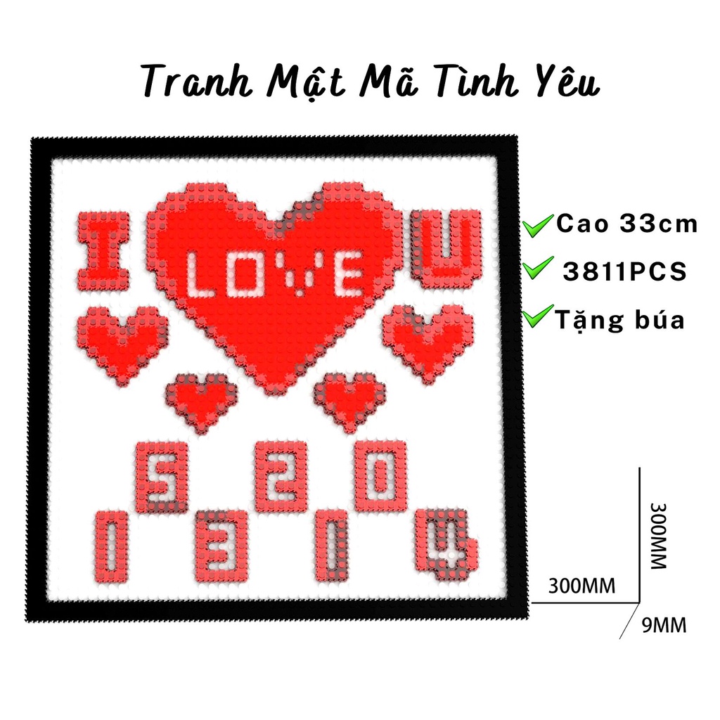 Tranh Mật Mã Tính Yêu 520 & Các Mô Hình Trái Tim Bộ Quà Tặng Tình Yêu Valentine