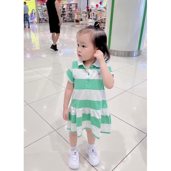 Váy polo kẻ xanh đuôi cá cho bé