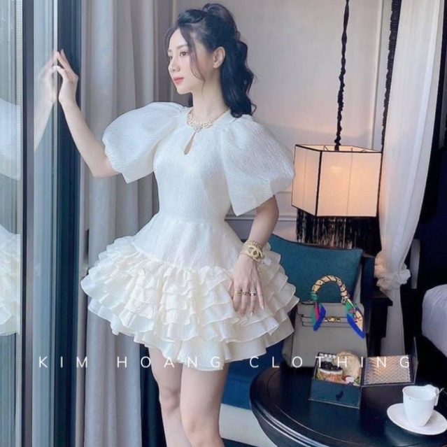 Đầm dự tiệc bèo tầng công chúa hàng thiết kế