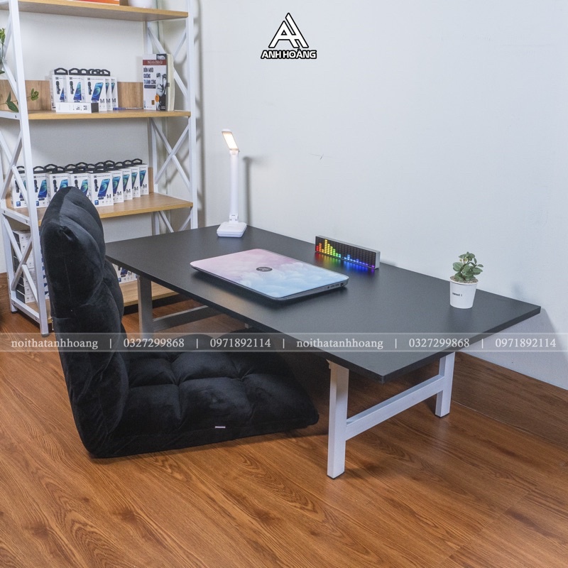 Combo bàn và ghế ngồi bệt gấp gọn lắp sẵn , bàn laptop gỗ ngồi làm việc và ghế tatami