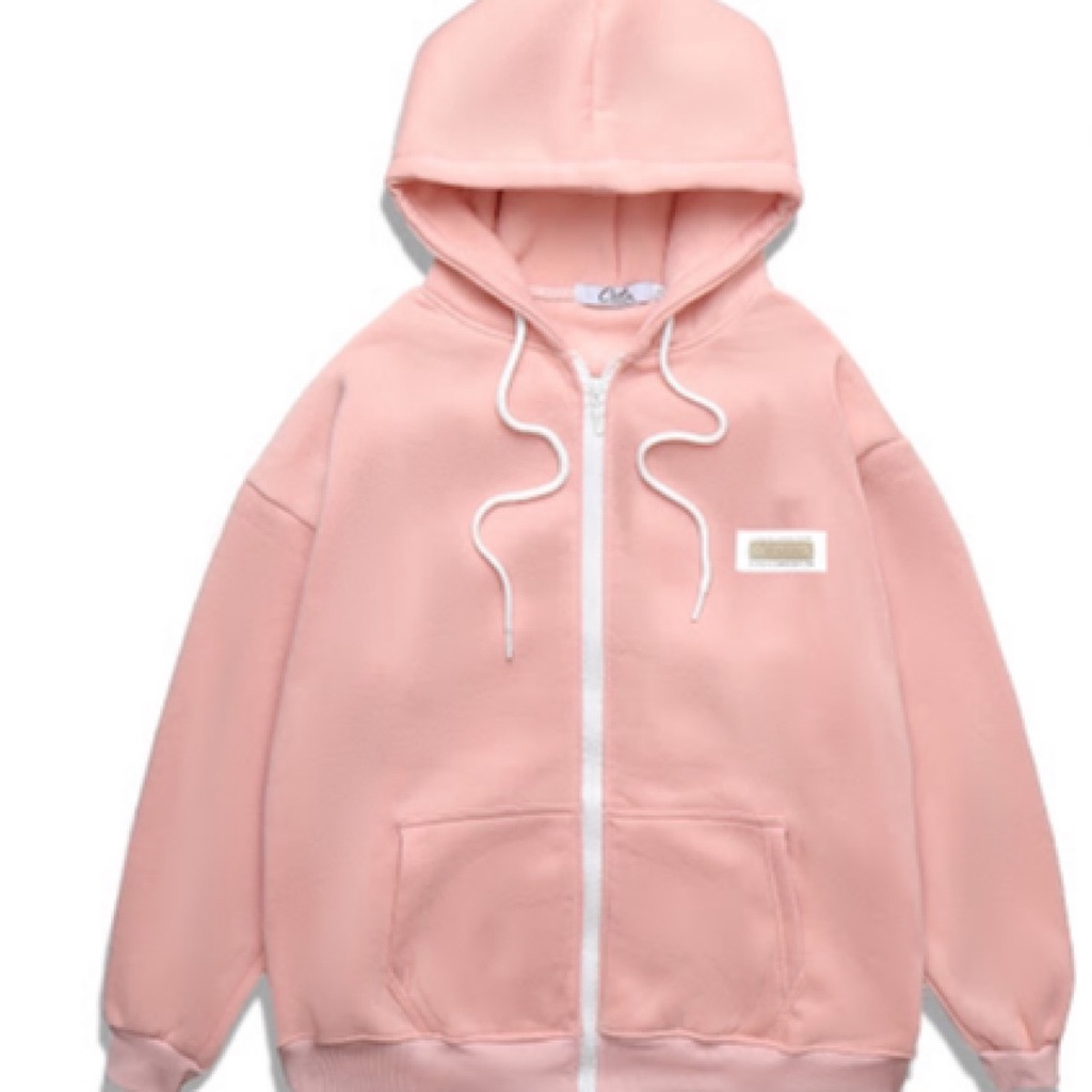 Áo khoác nữ dây kéo mẫu logo da trắng cao cấp nhiều màu ,áo nỉ dây kéo UNISEX