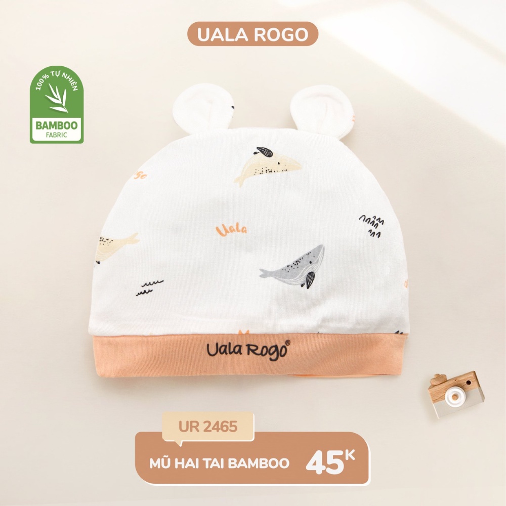 Set bao tay chân mũ sơ sinh cho bé Ualarogo 0-6 tháng vải sợi tre BAMBOO thoáng mát thấm hút co giãn 2465