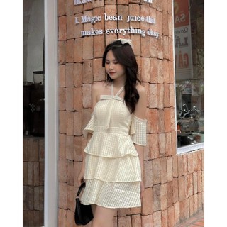 ĐẦM VOAN Ô TRỄ VAI DÂY CỔ⚡HỎA TỐC⚡ MEOINDAHOUSE