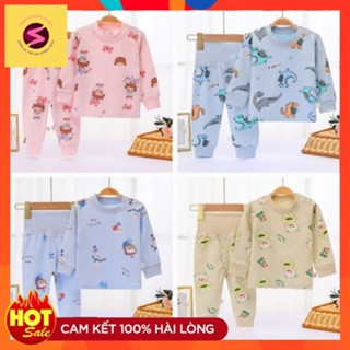  Bộ quần áo cạp cao thu đông hàng quảng châu  chất cotton len quảng châu mềm mịn bé trai bé gái 5-19kg 