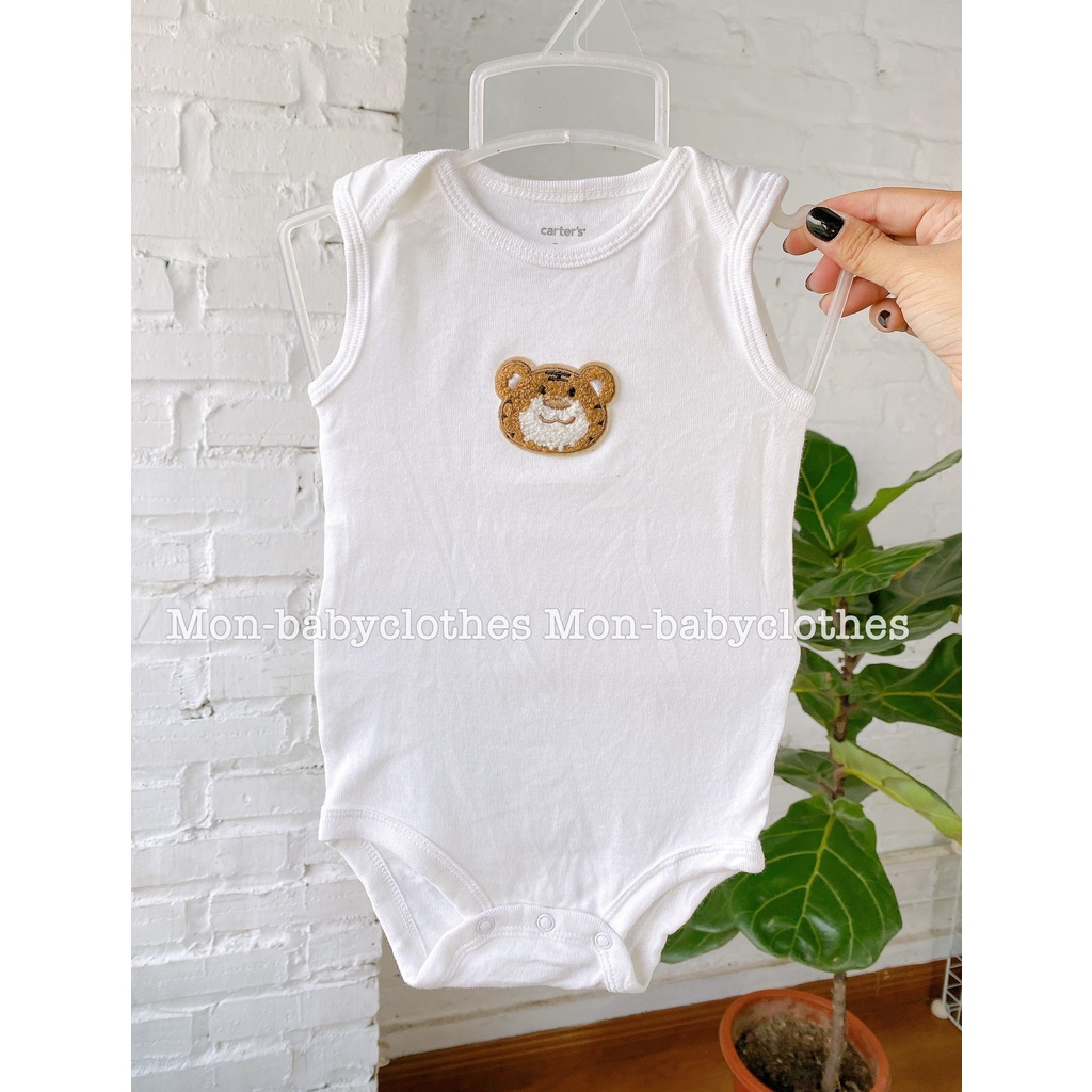 Bộ body SÁT NÁCH trắng thêu hình dễ thương cho bé