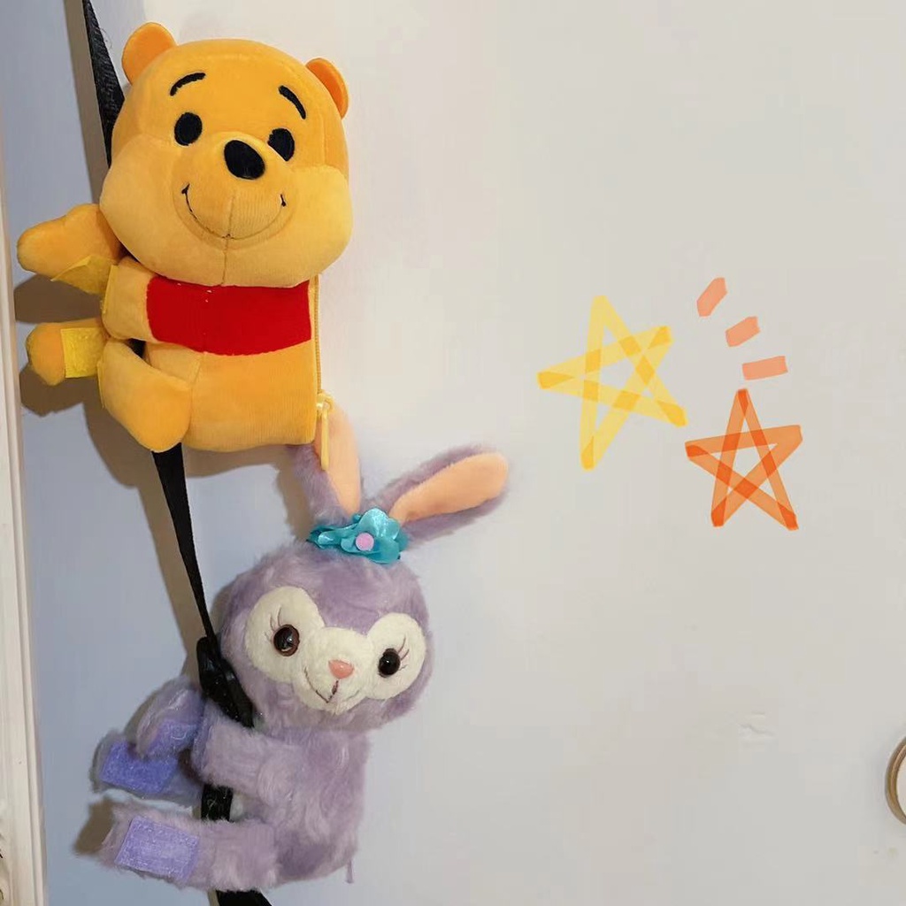 Gấu Pooh / Stitch Nhồi Bông Khóa Dán Ba Lô / Túi Xách Dễ Thương Phong Cách Nhật Bản