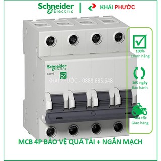 MCB 4P CB 3 pha 40A 50A 63A 4.5kA Bảo vệ quá tải & ngắn mạch Áp tô mát 4 cực át 4 cực SCHNEIDER - KHẢI PHƯỚC