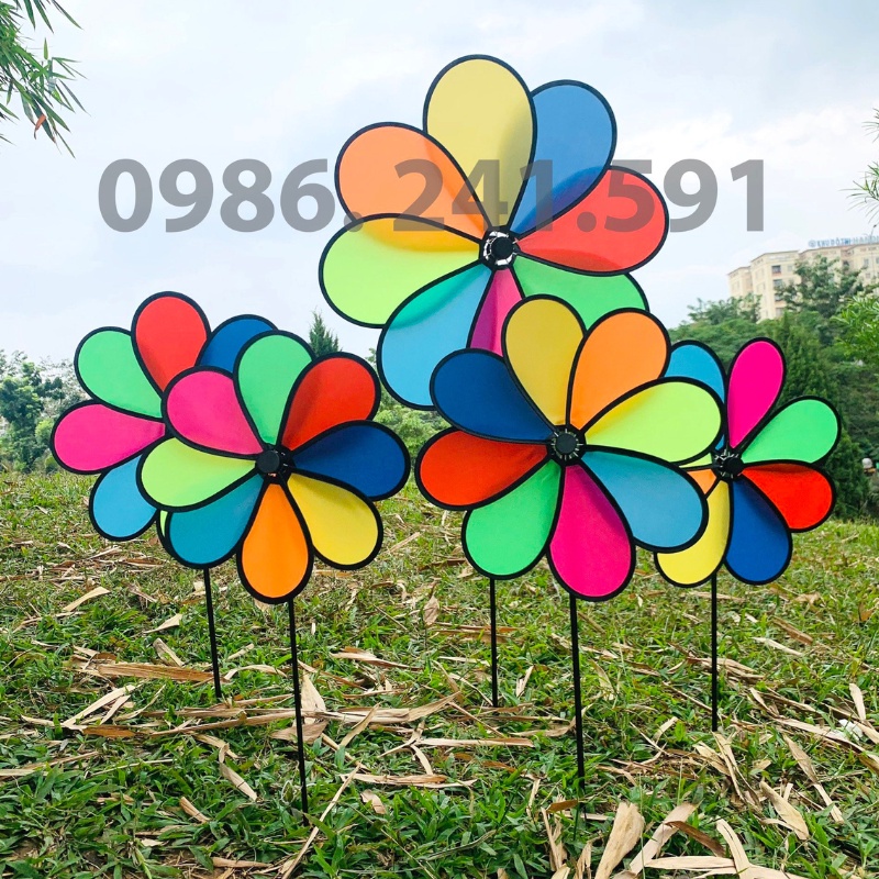 Chong chóng cây 8 cánh nhiều màu- Chong chóng trang trí- Chong chóng mầm non