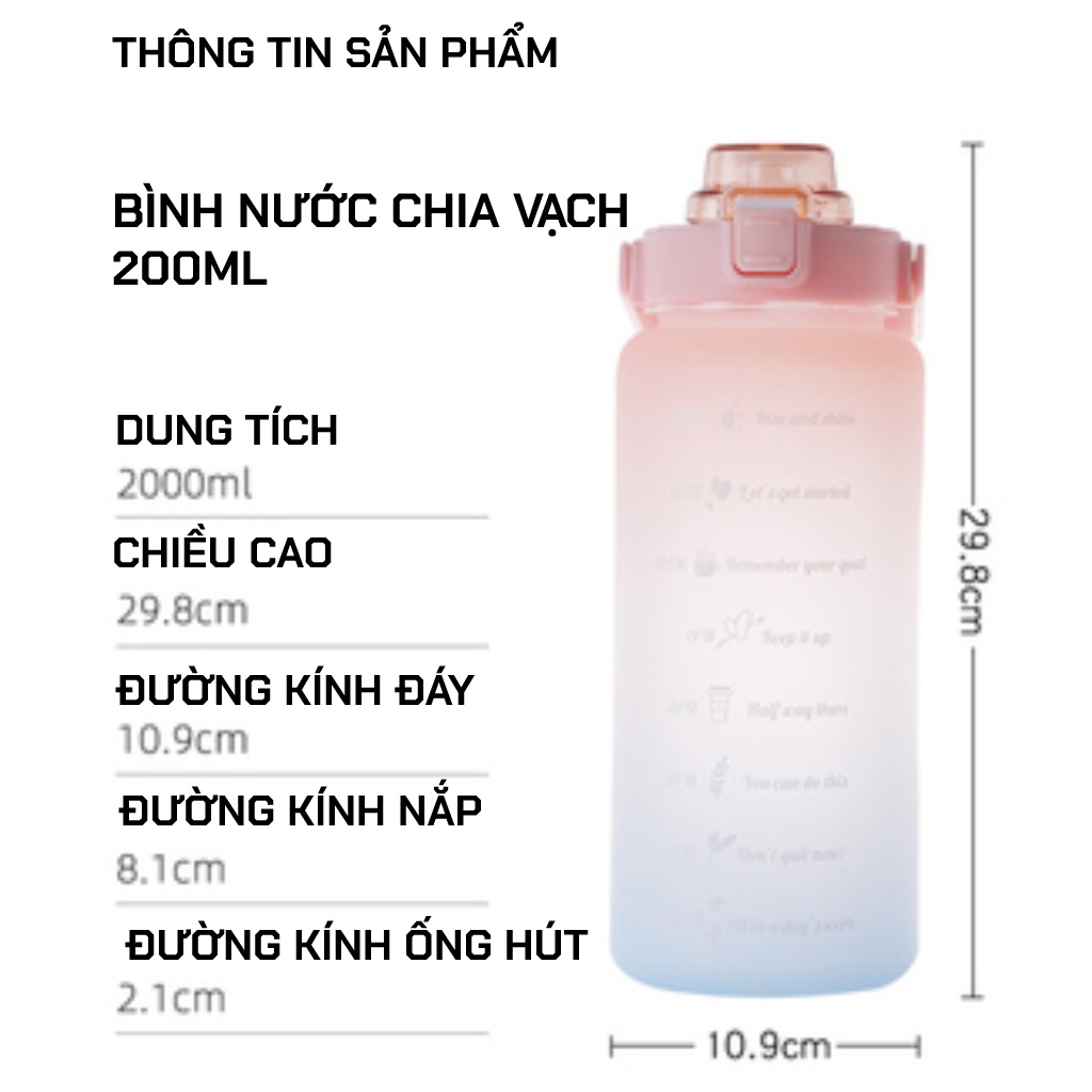 Bình nước chia vạch 2000ml,chịu được nước nóng