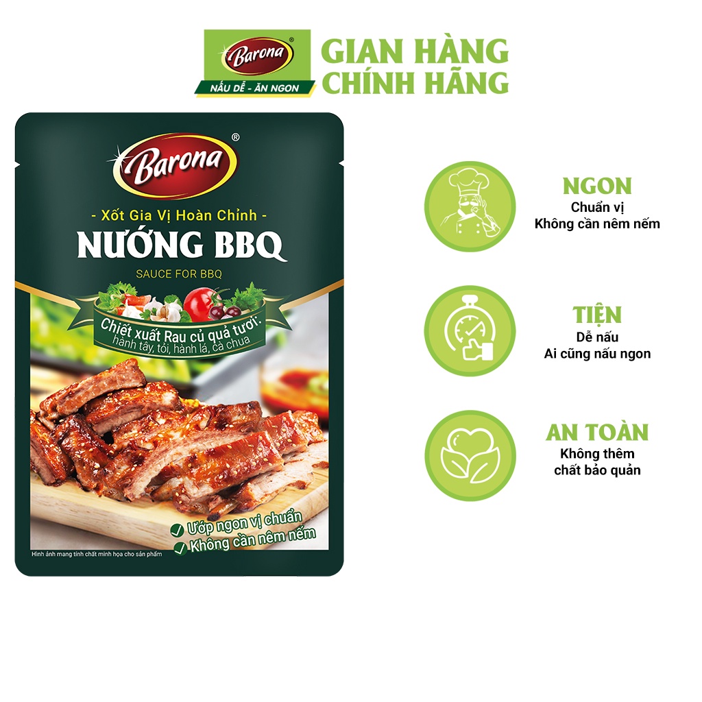 Combo 3 gói Gia Vị Nướng BBQ Barona 80g ướp ngon chuẩn vị không cần nêm nếm