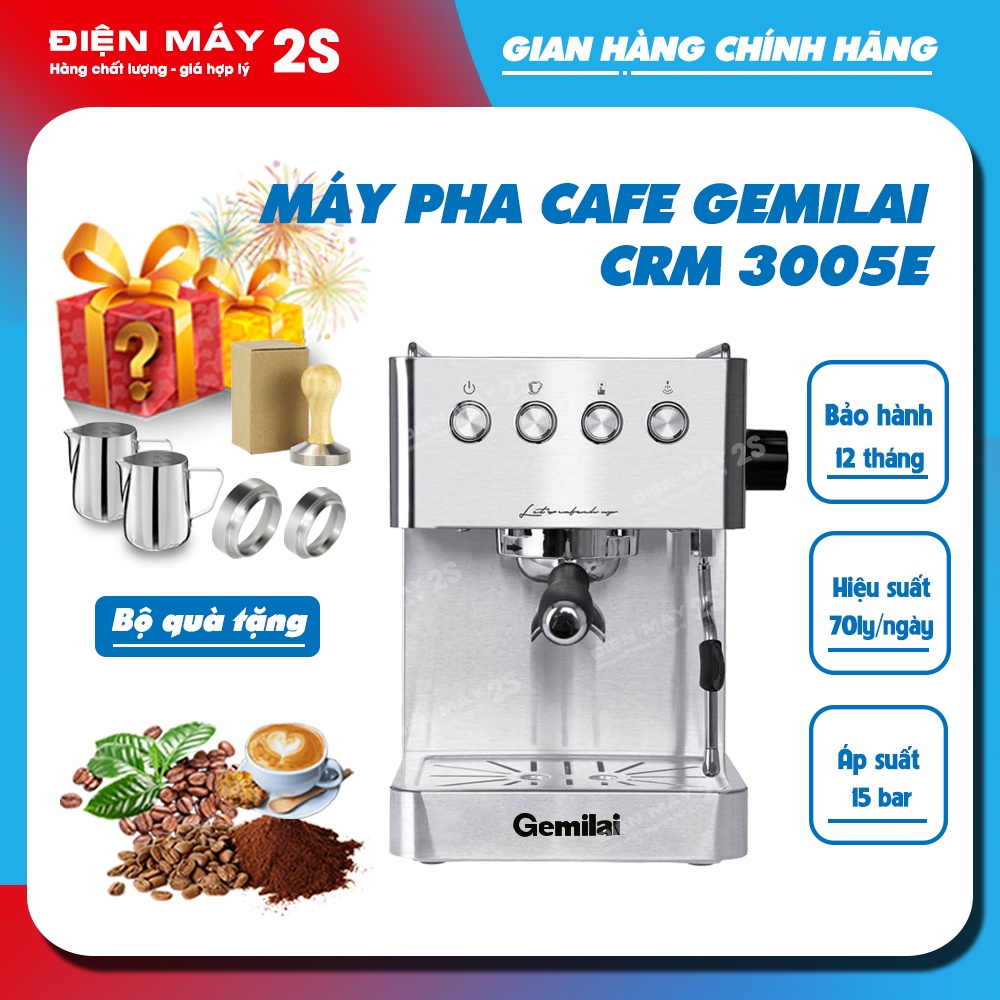 Máy Pha Cà Phê Gemilai CRM 3005E sử dụng cho quán cafe nhỏ, gđ, văn phòng ,Bảo hành 12 tháng, Giá tốt 2023