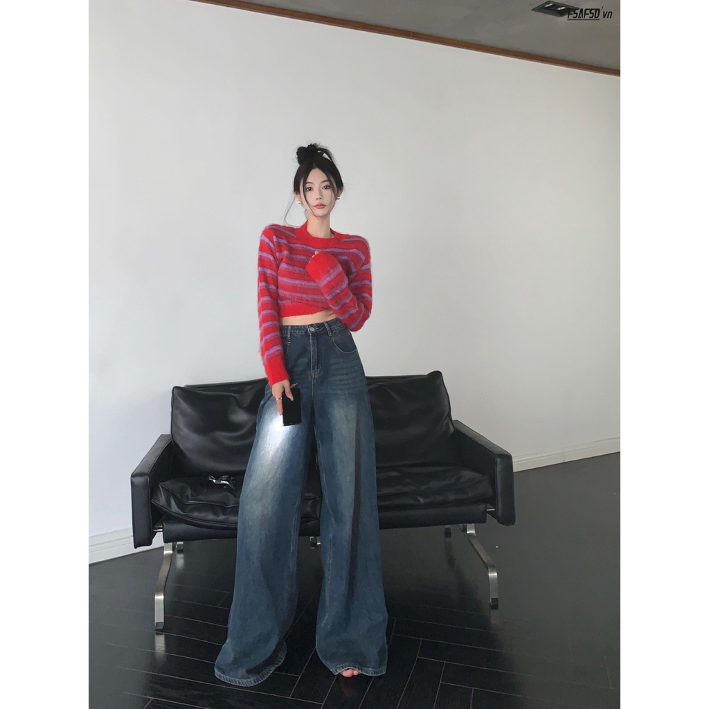 Quần Jean Nữ Ống Rộng Lưng Cao Phong Cách Retro Thời Trang Mới 2023