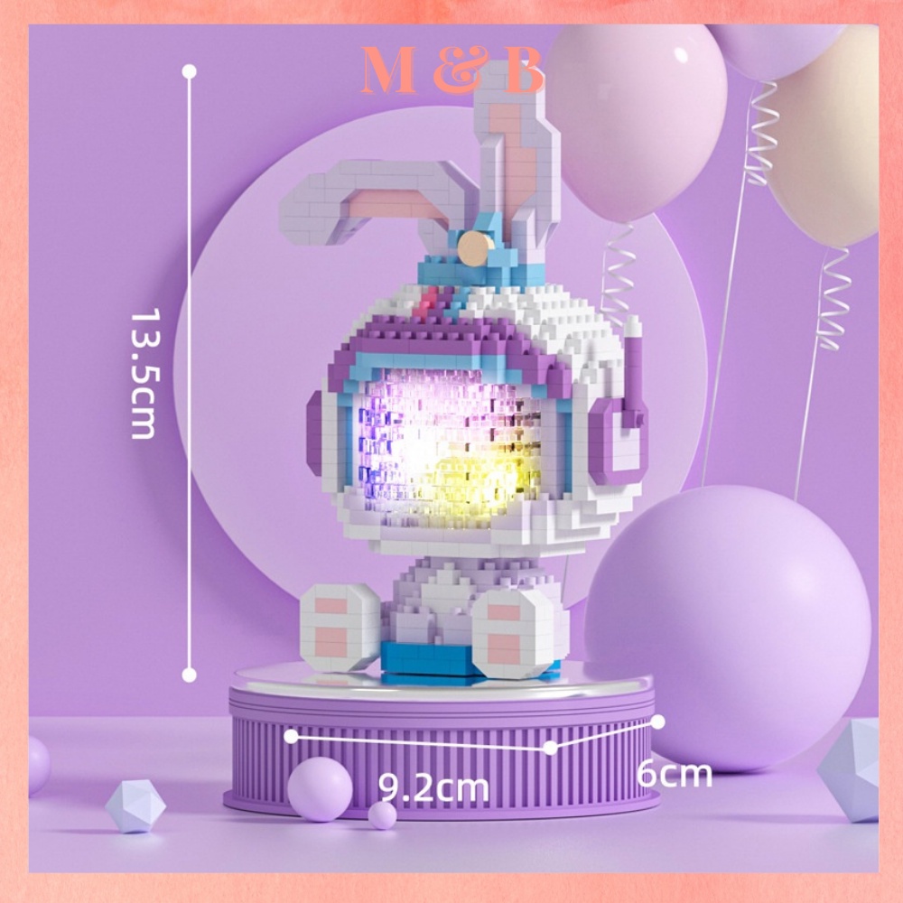 Đồ Chơi Lắp Ráp Mô Hình Thỏ Phi Hành Gia Andy, Annie Đèn Led Sẵn Pin Full Box 3D linda bell, stella lou, geltoni, duffy
