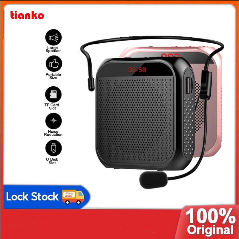 Bộ khuếch đại giọng nói Tianko Loa thoại cá nhân di động đa chức năng 5W có màn hình micrô dành cho giáo viên