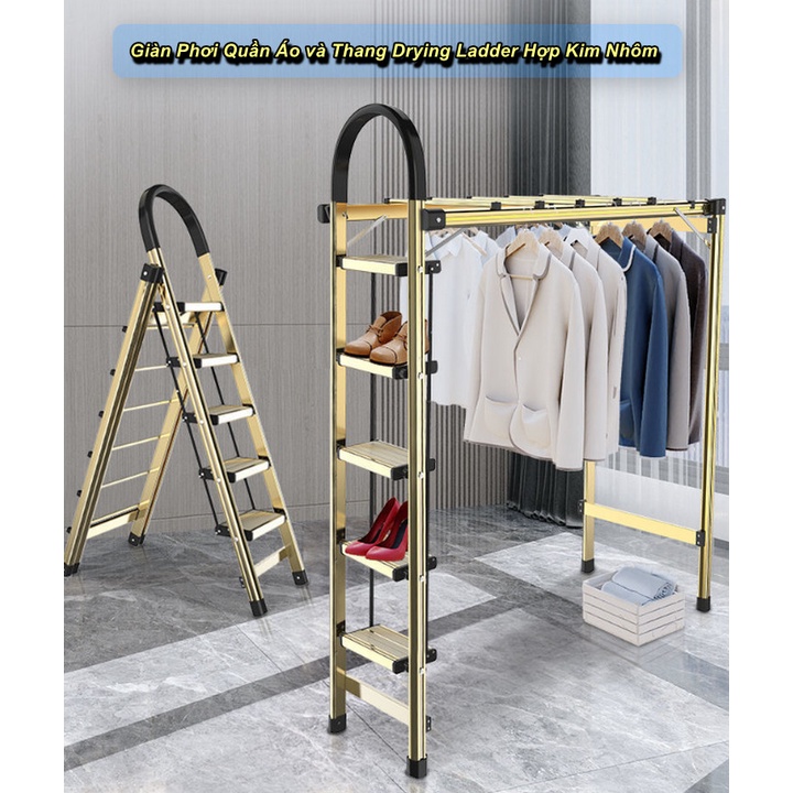 Giàn Phơi Quần Áo và Thang Drying Ladder Hợp Kim Nhôm cao cấp - Home and Garden