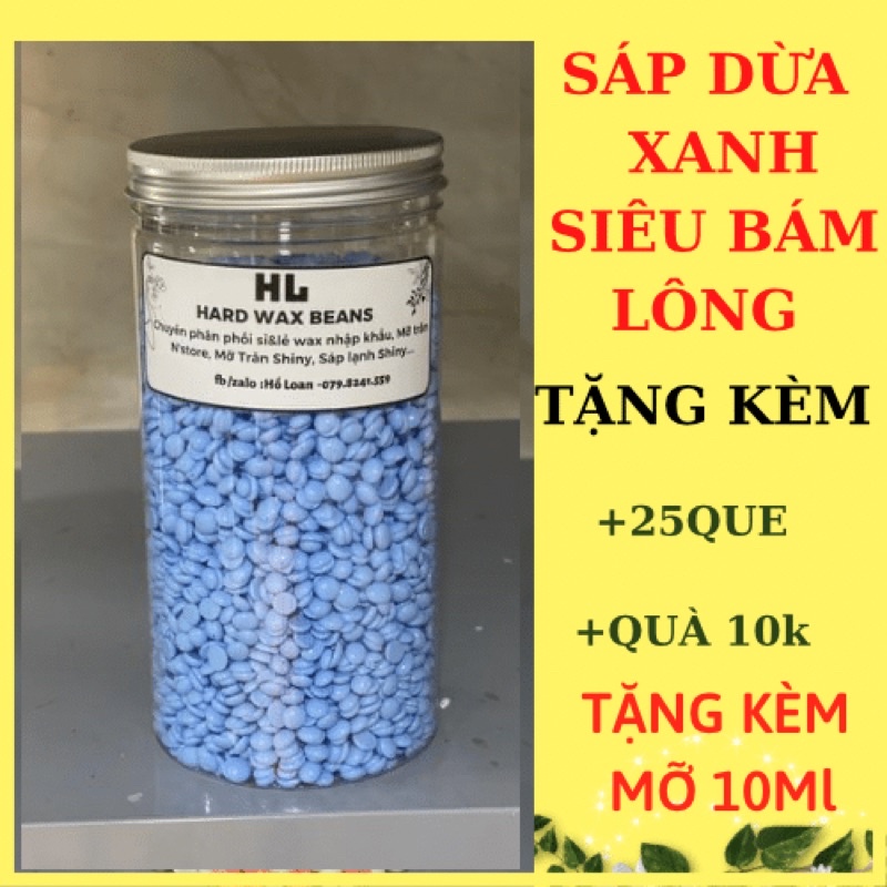 Hủ 500gr sáp wax dừa  cao cấp tặng kèm que gỗ và mỡ trăn, sáp loại 1, siêu bám lông, siêu thơm