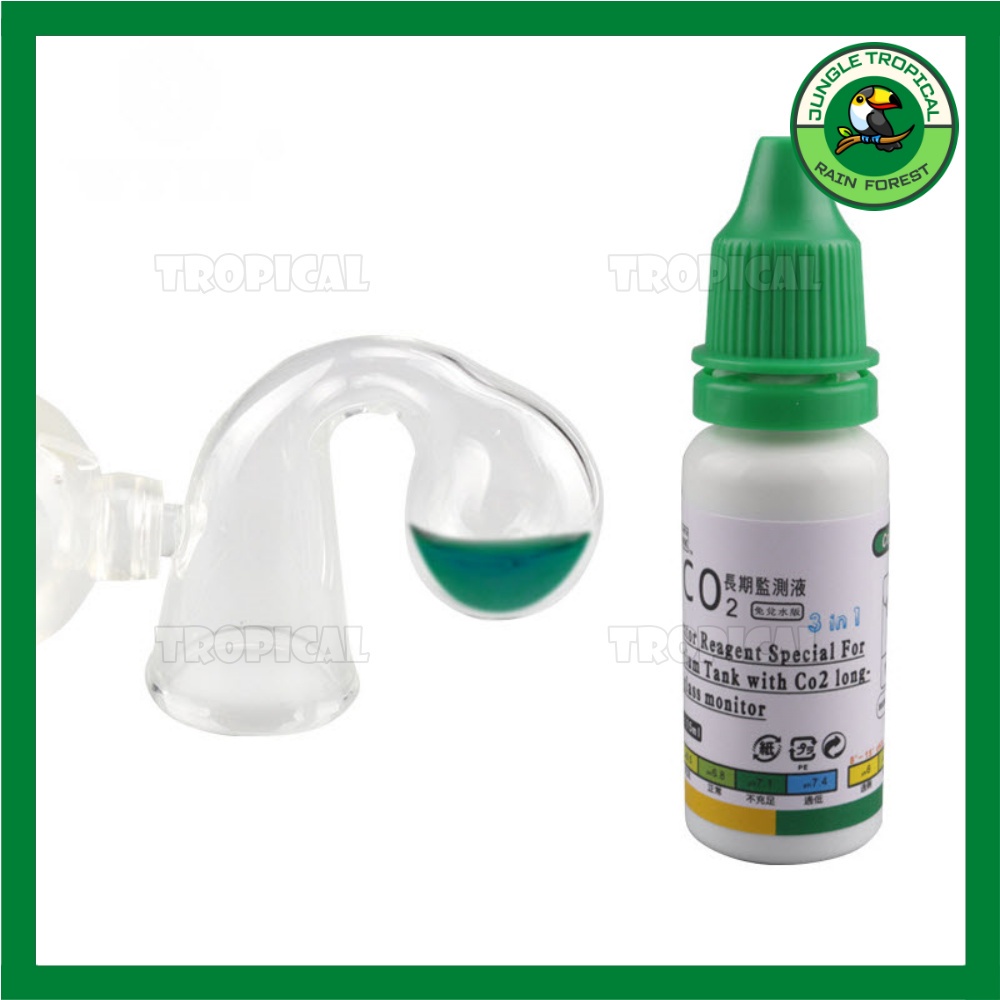 Bộ test nồng độ CO2 chai dung dịch 15 ml và cóng thủy tinh miệng loe - hình cầu - kiểm tra nồng đọ CO2 trong nước