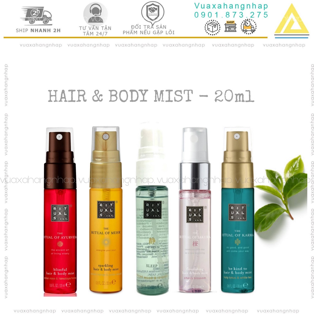 Rituals - body mist tinh dầu thơm tóc và cơ thể Rituals hair & bodymist mini dành cho dân du lịch 20ml - travel