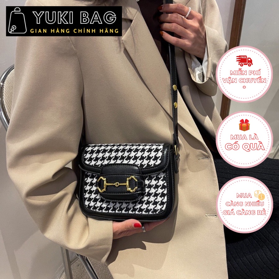 Túi xách nữ đeo chéo,đeo vai,kẹp nách,Họa tiết caro Yuki Bag,đi chơi, đi làm, da đẹp, thời trang cao cấp size 22cm YB118
