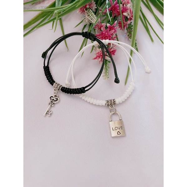 Vòng tay cặp đôi dây gút ổ khoá chìa khoá combo 2 vòng
