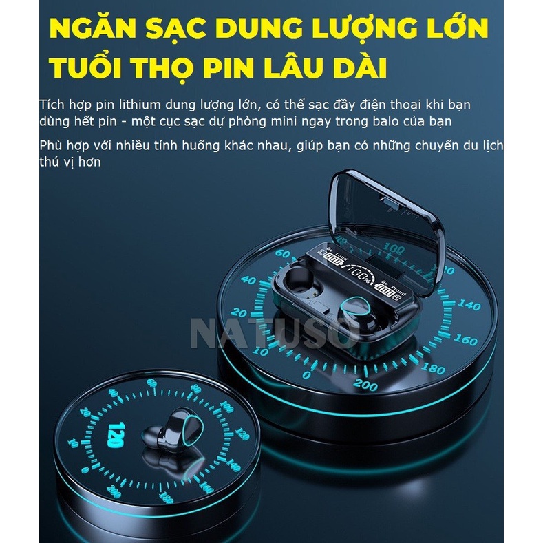 Tai nghe Bluetooth M10 Pro, Tai nghe không dây M10 Pro phiên bản nâng cấp Pin trâu, chạm cảm ứng