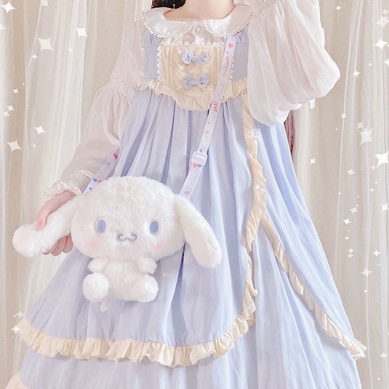 Túi đeo chéo Thú Bông CINNAMOROLL có dây đeo in hình siêu đáng yêu, túi đeo chéo gấu bông - phụ kiện Lolita
