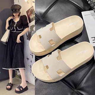 Dép quai ngang nữ, dép lê bánh mì chữ H độn 5cm đế cao su non đúc nguyên khối 3TDEP