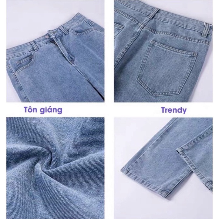 Quần Jean nữ ống rộng, lưng cao phong thái Retro Jean xanh, xanh nhạt, xám khói [Có Bigsize]- Jean Baggy_G09 | BigBuy360 - bigbuy360.vn