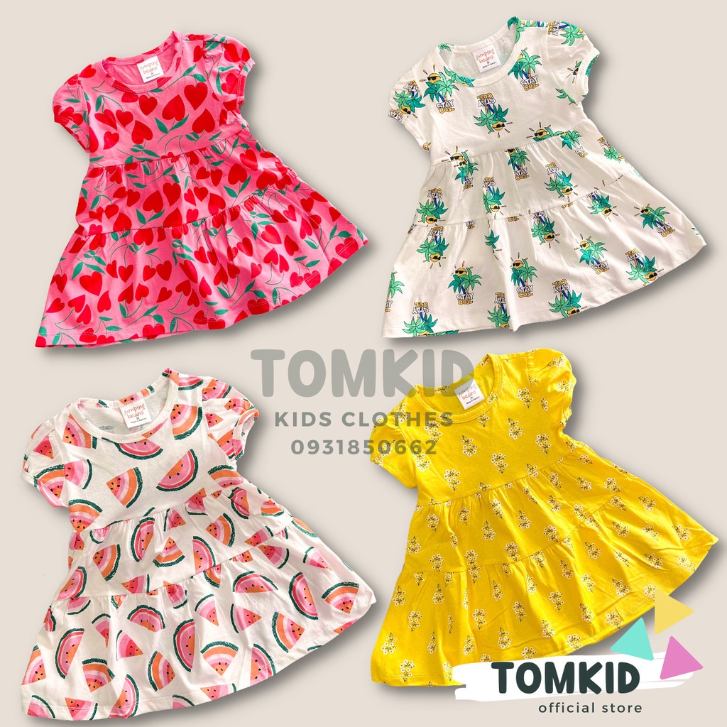 Đầm cho bé gái BabyDoll, set bé gái chất cotton chính phẩm dày dặn co giãn thoáng mát 8-23kg Tomkids