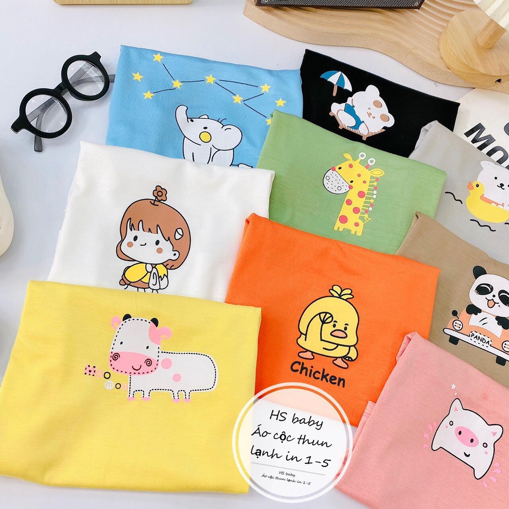 ÁO Cộc Tay Bé Gái, Bé Trai MIMONRI Vải AThun Lạnh Họa Tiết CUTE, Áo Ngắn Tay Cho Bé Mặc Đi Chơi, Đi Học