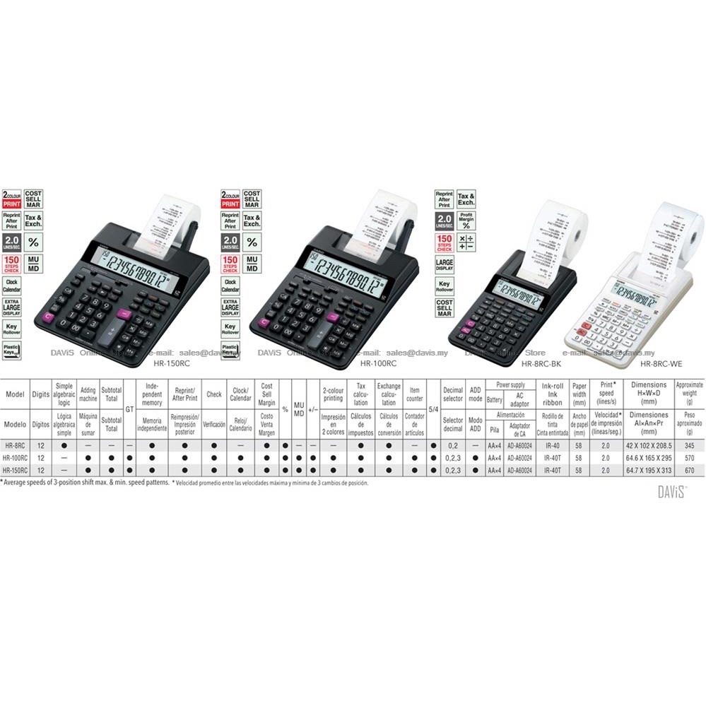 Máy Tính in giấy Casio HR-100RC Chính Hãng