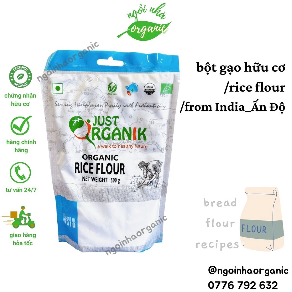 Bột gạo hữu cơ Just Organik - Organic White Rice Flour