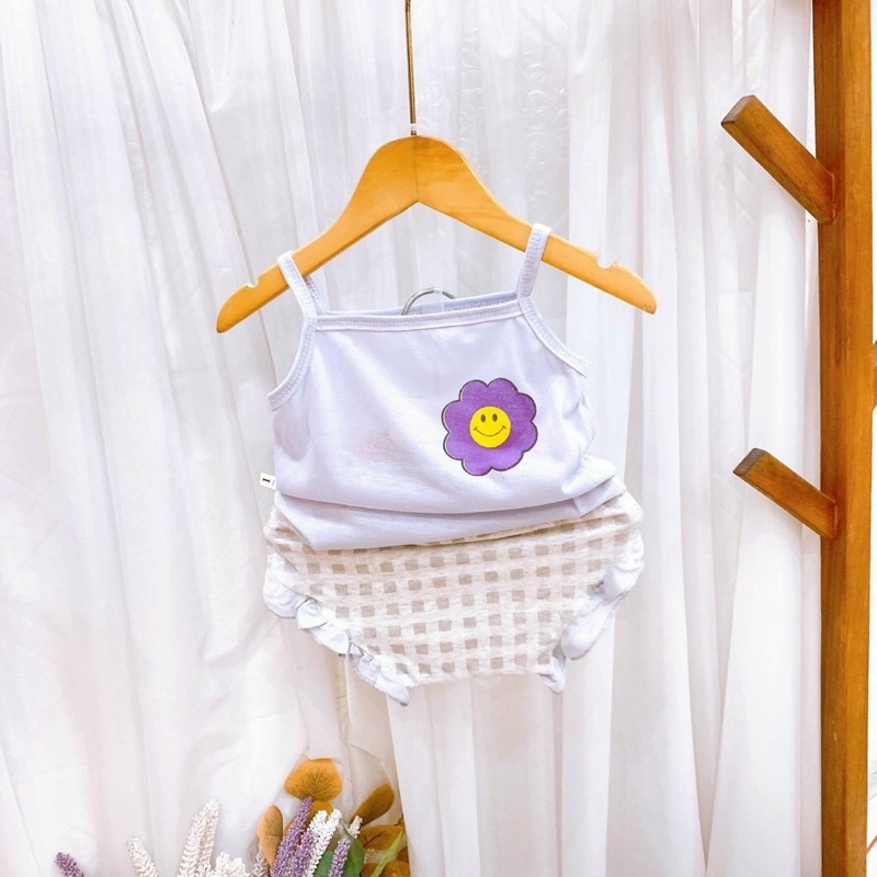 Bộ áo hai dây - quần chip vải cotton 4 chiều cho bé GÁI đồ hè cho bé gái