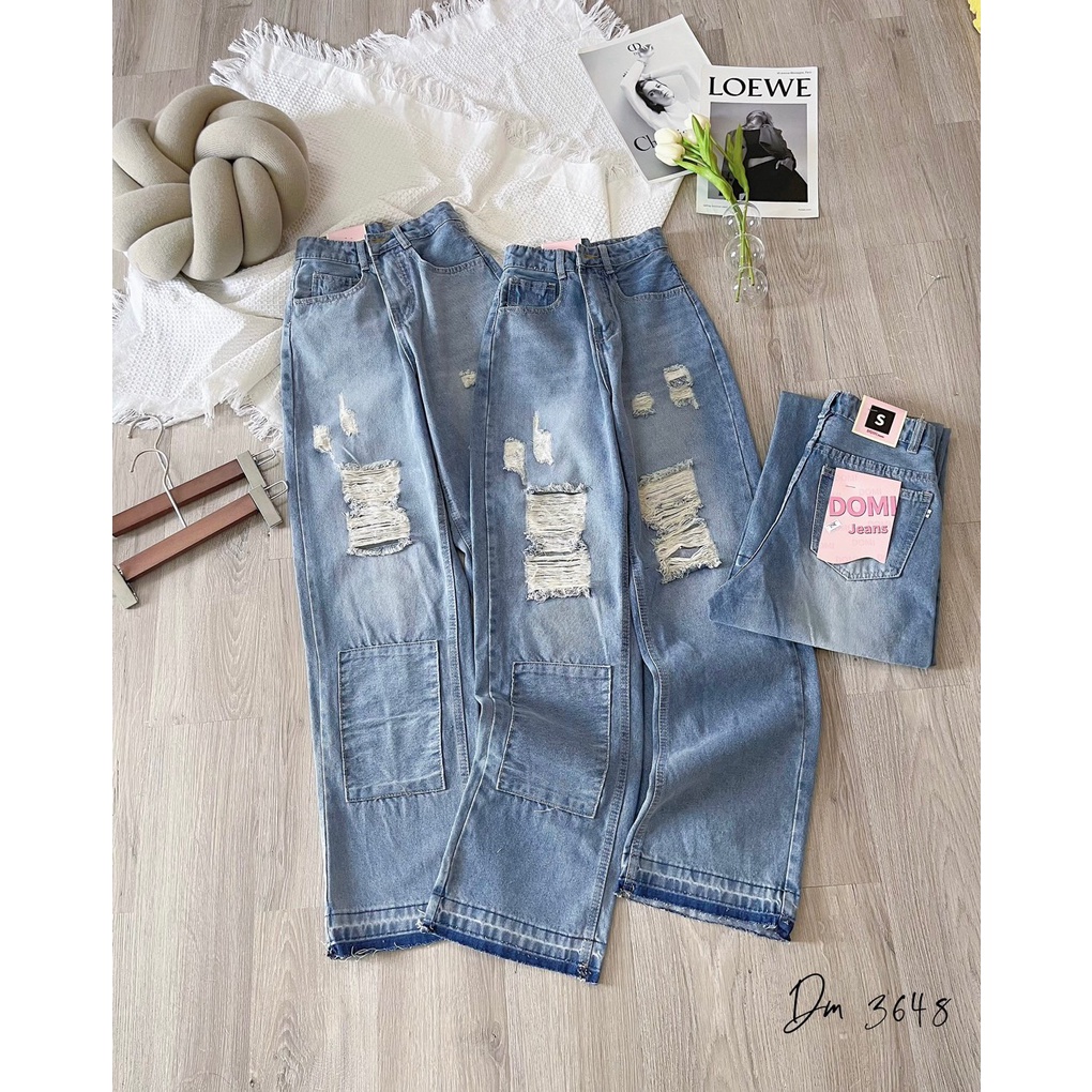Quần baggy jean rách, mã 3648