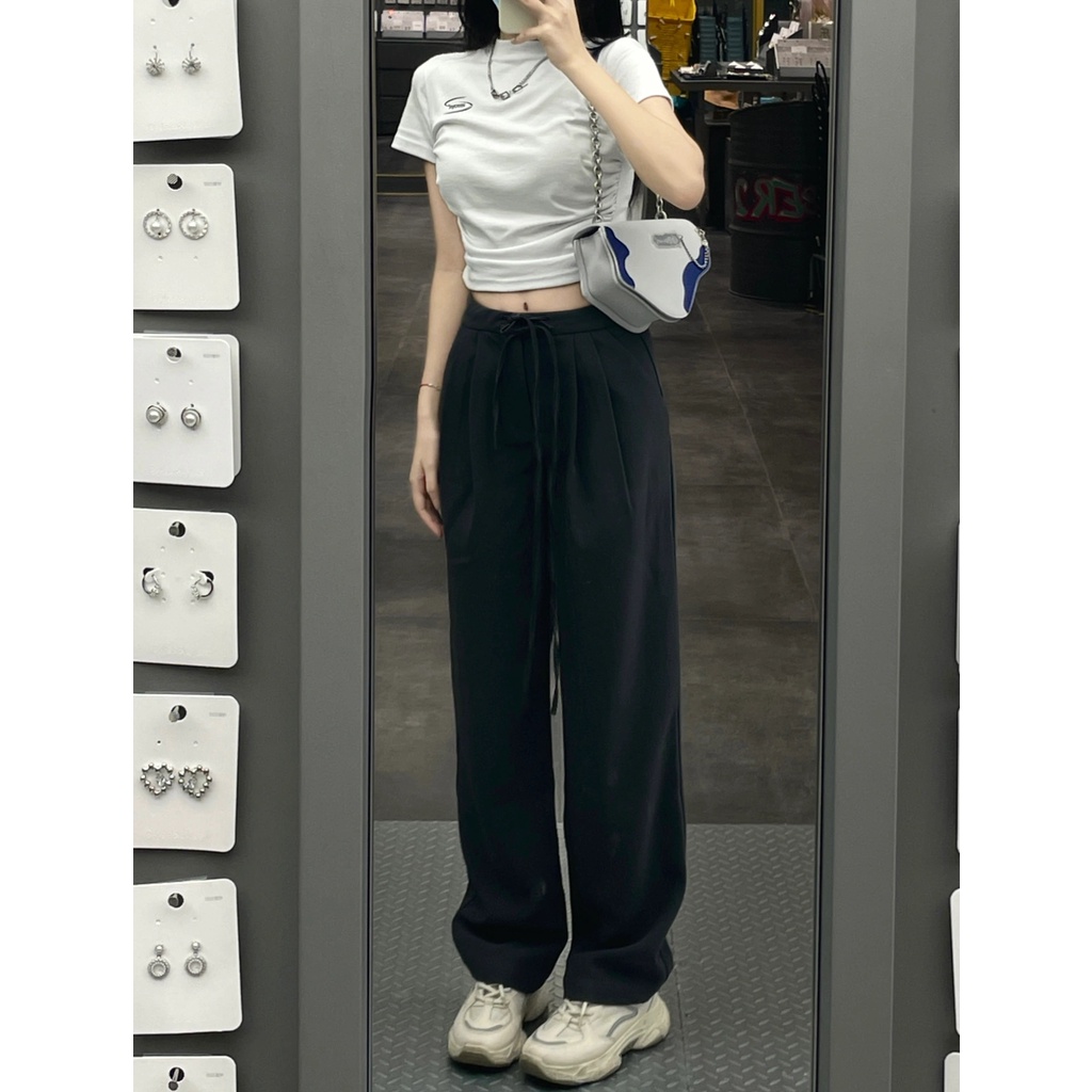 Ethelgirl Áo Croptop Tay Ngắn Cổ Tròn Thiết Kế Xếp Ly Quyến Rũ