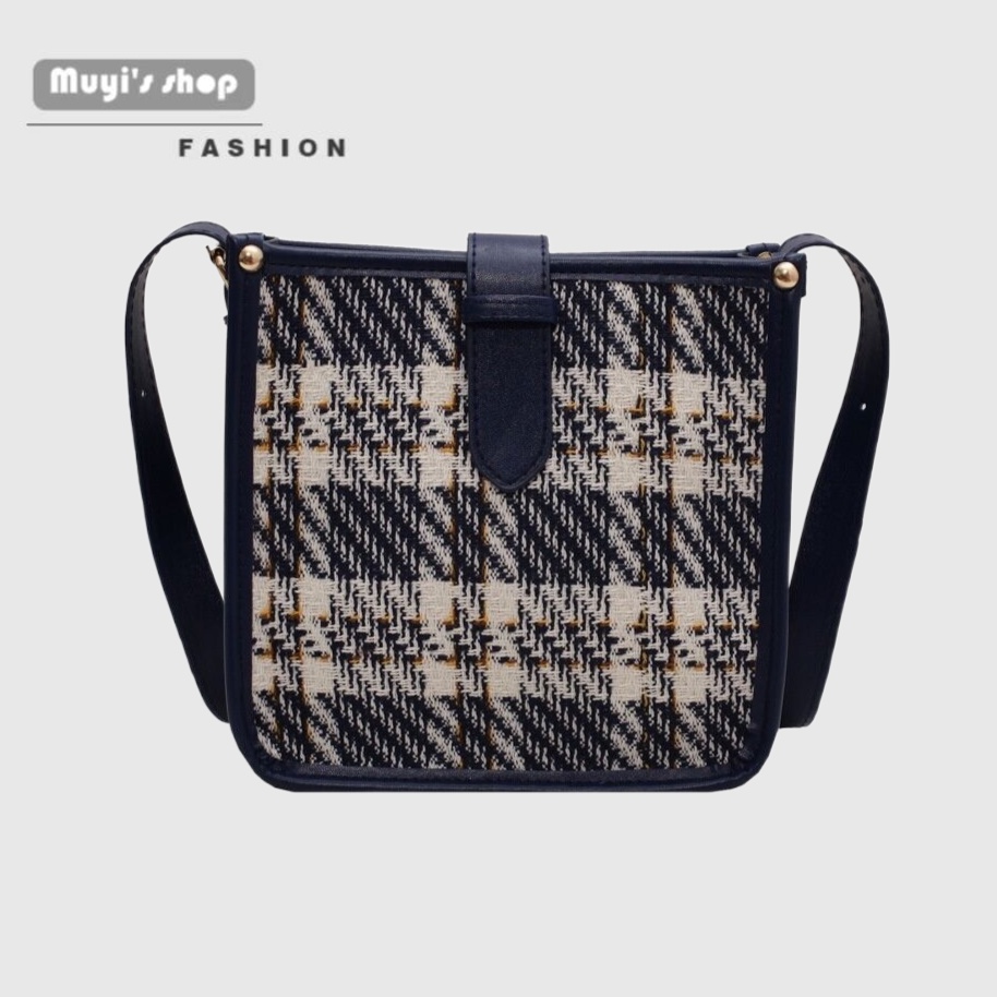 Túi xách đeo vai sức chứa lớn họa tiết kẻ sọc thời trang mùa thu mới 2021