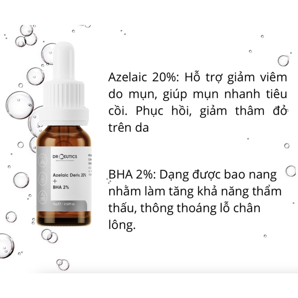 Tinh Chất Drceutics Làm Giảm Mụn Mờ Thâm DrCeutics Azelaic Deriv 20% Và BHA 2% (15ml)