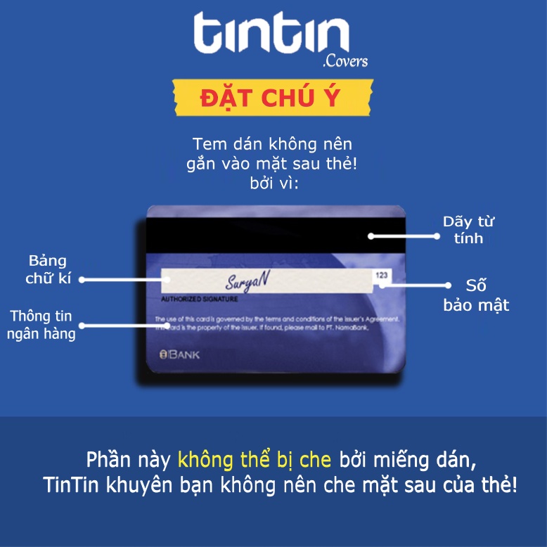 💳ANTI CREDIT CARD -Tem Dán Thẻ ATMSticker TinTin Trang Trí Thẻ Chống Xước, Nước