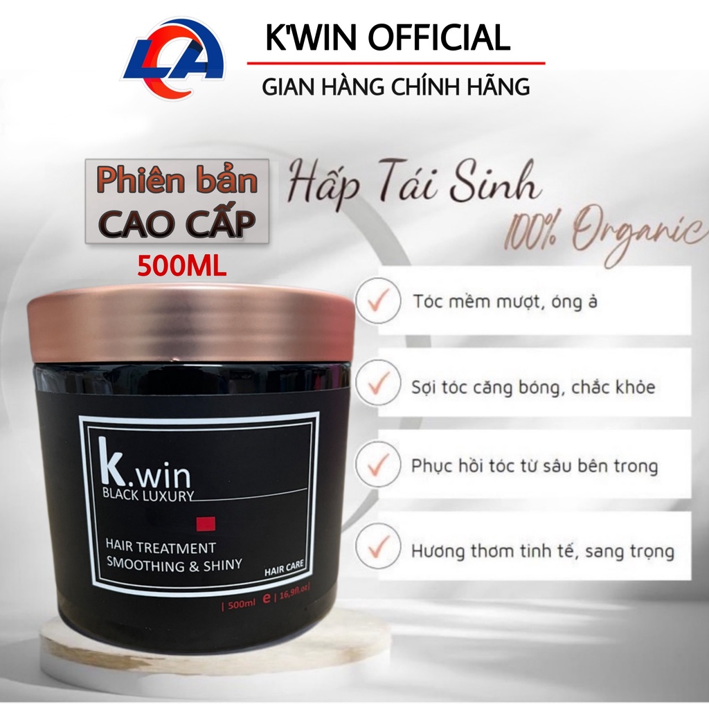 Kem ủ tóc hấp phục hồi hư tổn argan siêu mềm mượt K.win luxury smoothing and shiny 500ml, hương nước hoa cao cấp