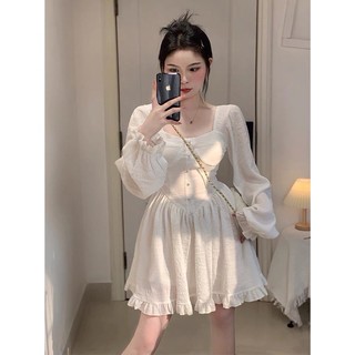 đầm kiểu viền bèo màu trắng bigsize thời trang ( thời trang vicky.g -anitagreen)N223