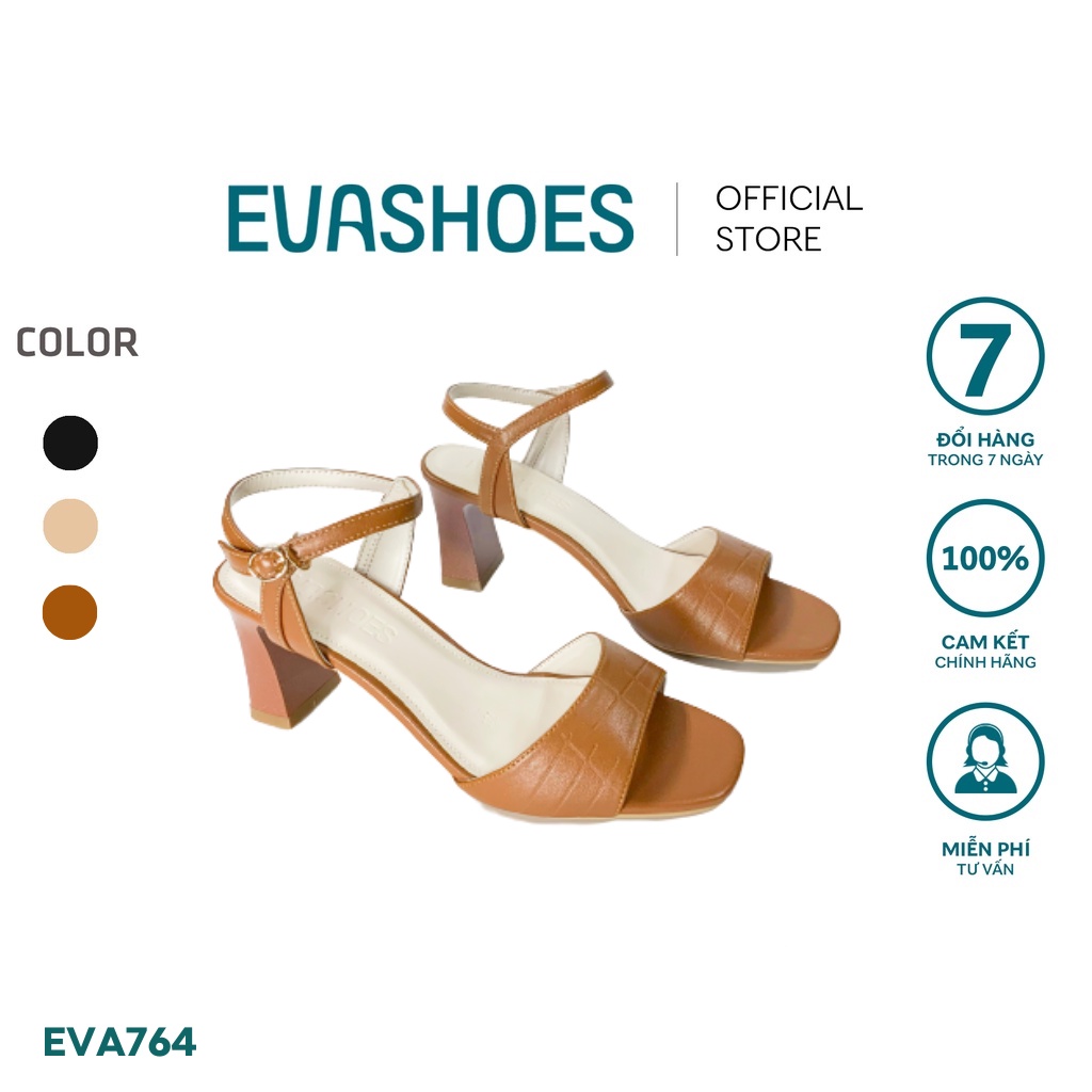 Sandal Cao Gót Quai Ngang Đế Trụ 6cm Evashoes - EVA764