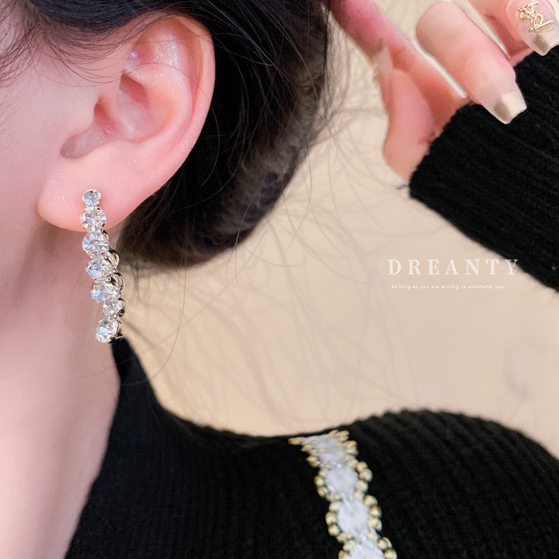 Bông Tai Mạ Vàng / Bạc Dát Kim Cương Nhiều Kiểu Dáng Hình Học Sang Trọng Phong Cách Hàn Quốc Cho Nữ