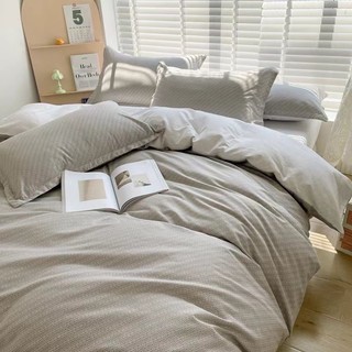 Chăn ga gối cotton living " ghi trơn " - bộ chăn ga gối cotton 100% nhập khẩu 4 món